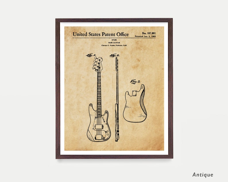 Electric Bass Patent Art, Bass Poster, Bass Print, Bass Art, Bass Wall Art, Music wall Art, Music Art, Electric Antique