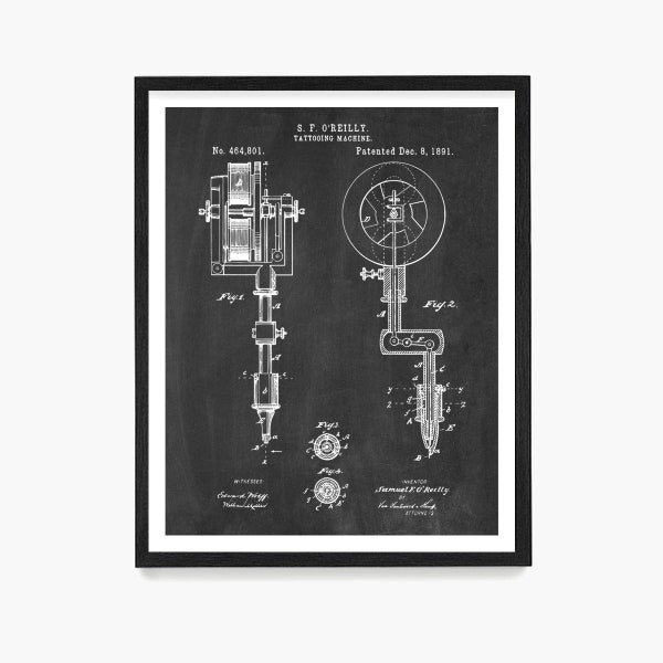 Tattoo Poster, Tattoo Art Print, Vintage Tattoo, Tattoo Gun Patent, Tattoo Gift, Tattoo Parlor Art