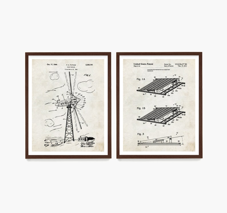 Renewable Energy Patent Collection, Solar Power Poster, Wind Turbine Patent Art, Green Energy Art, Modern Home Decor, Sustainable Home Parchment