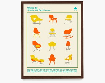 Chair Typology Poster, Mid Century Wall Art, Mid Century Poster, Chair Design, Design Art