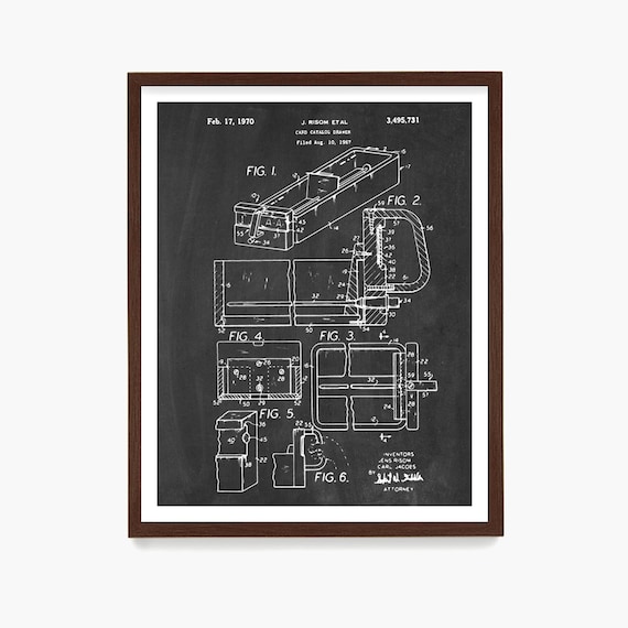 Library Card Catalog Patent Poster, Library Wall Art, Librarian Gift, Literary Theme Decor