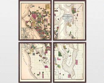 Antique Seattle Map Print: Vintage Washington City Wall Art