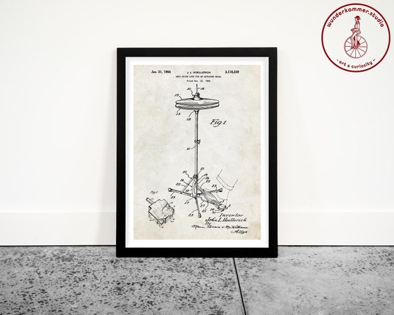 Hi Hat Drum Patent Art Print: Music Room Decor