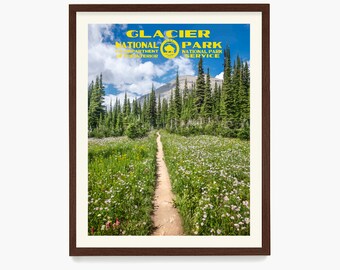 Glacier National Park Poster, Glacier National Park Art, National Park Art, WPA, WPA Poster, WPA Art, Rocky Mountains, Montana Poster