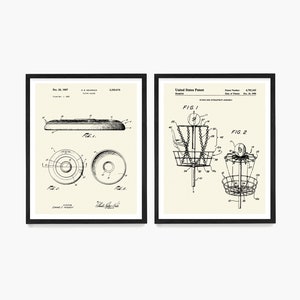 Frisbee Patent Poster, Disc Golf Wall Art, Frisbee Golf Gift, Disc Golf Basket Patent Ivory