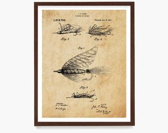 Fishing Lure Patent Poster, Fishing Wall Art, Fly Fishing, Lake House Decor, Fisherman Gift, Fishing Gift,