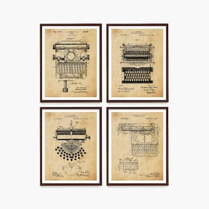 Typewriter Patent Art, Typewriter Poster, Literary Gift, Writer Gift, Novel, Book Art, Vintage Typewriter