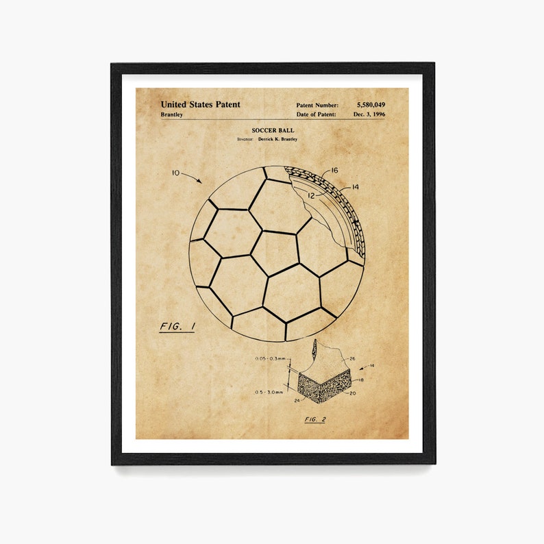 Soccer Ball Patent Print, Soccer Wall Art, World Cup Poster, Kids Room Decor, Soccer Coach Gift, Sports Theme Antique