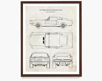 Mustang Car Patent Art Print: Muscle Car-poster