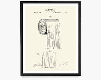 Toalettpapper Patent Konsttryck: Rolig badrumsdekor