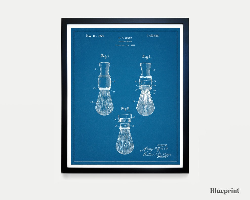Shaving Brush Patent Bathroom Art Print Decor Wall Mens Gift Men - Mens Bathroom Wall Decor Shaving Brush Patent Bathroom Art Print Decor Wall Mens Gift Men - Mens Bathroom Wall Decor