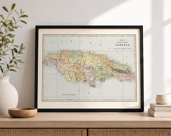 Jamaica Map Art Print: Vintage Style Travel Poster