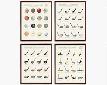 Evolution of Golf Art Print: Vintage Golf Club & Ball History