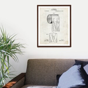 Toalettpapper patenttryck, badrumsväggkonst, badrumsdekor, badrumsrenovering, inflyttningspresent, badrumsaffisch, toalettpappersaffisch bild 2