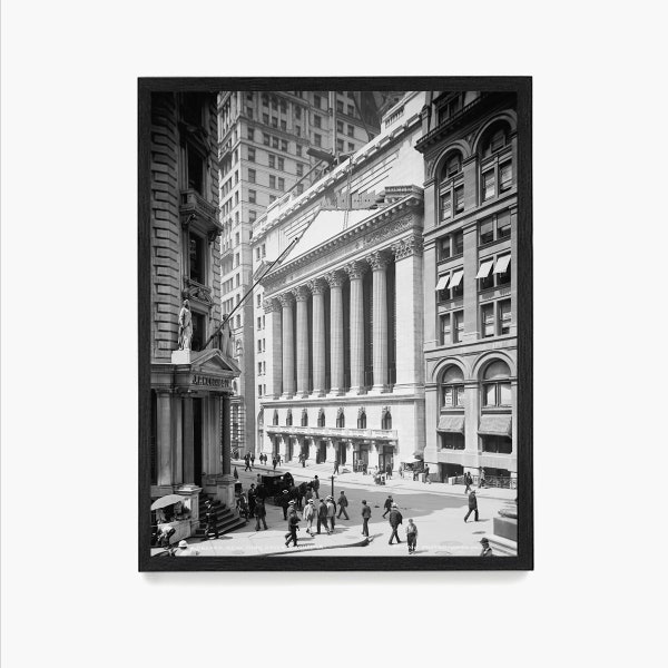 New York Stock Börse Fotografie, Wall Street Poster, Wall Street Art, Vintage New York, Fiskus, Bankenviertel, Poster, Börsenmakler