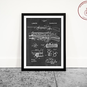 Shotgun Patent Poster, Duck Hunting Wall Art, Cabin Decor, Hunting Lodge Design