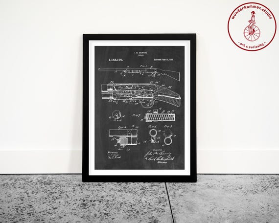 Shotgun Patent Poster, Duck Hunting Wall Art, Cabin Decor, Hunting Lodge Design