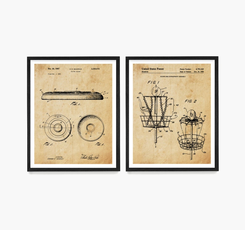 Frisbee Patent Poster, Frisbee Golf, Disc Golf, Disc Golf Patent Art Poster, Disc Patent, Disc Art, Frisbee Poster, Frisbee Wall Art Antique