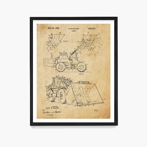 Construction Patent Poster, Loader Patent Print, Building Art, Construction Wall Art, Architecture, Contractor Gift, Construction Decor