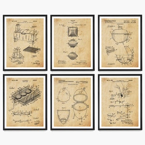BBQ Patent Art Prints: Grill & Smoker Decor (Set of 6)