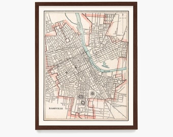 Nashville Map, Nashville Wall Art, Tennessee Map,  Tennessee Poster, Nashville Home Decor Gift