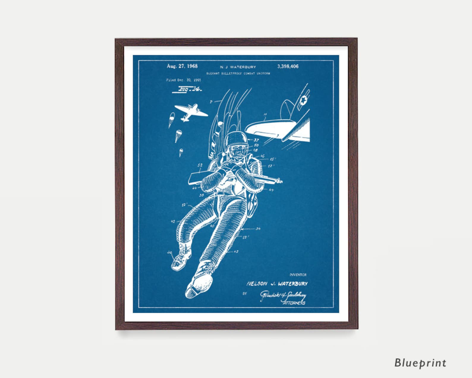 Military Uniform Patent Art Paratrooper Poster Military Wall - Etsy