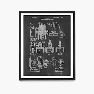 Diesel Engine Patent Poster, Rudolf Diesel, Diesel Mechanic Gift Ideo, Engine Diagram, Engine Poster, Truck Decor Chalkboard