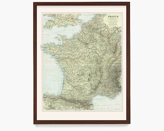 French Map Wall Art, Parisian Home Decor, France Poster, French Gift, Travel Poster