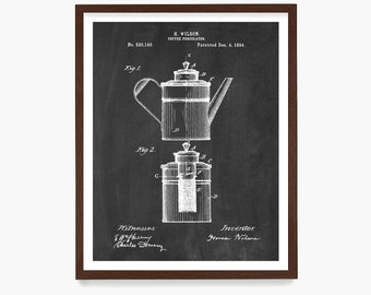 Coffee Percolator Patent, Coffee Wall Art, Kitchen Poster, Kitchen Decor, Housewarming Gift, Caffeine, Home Decor, Coffee Shop Art