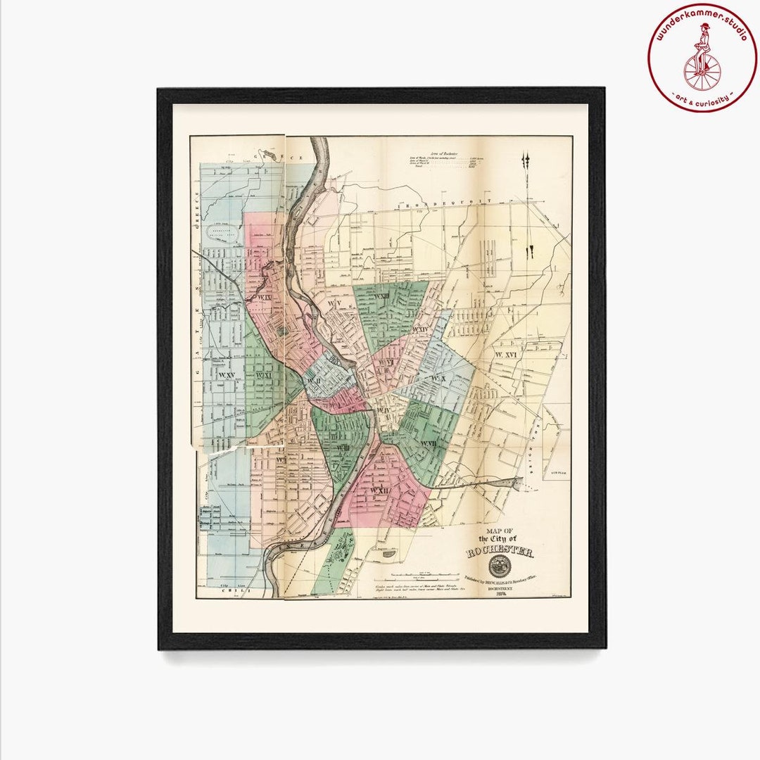 Rochester NY Map Print: Vintage City Wall Art - Etsy