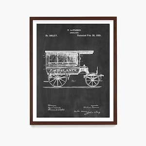 Ambulance Patent Art Poster – Vintage Emergency Vehicle Patent Print, Medical History Wall Decor, First Responder Gift