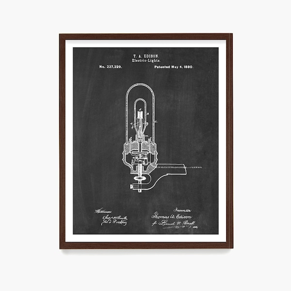 Light Bulb Patent, Edison Patent Art, Thomas Edison Invention, Industrial Design, Architectural Decor, Light Bulb Poster