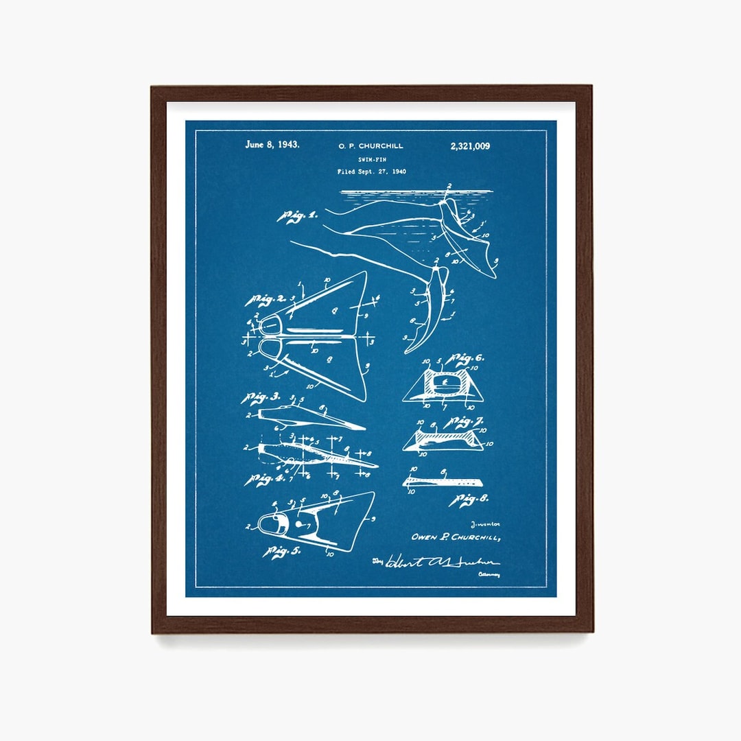 Scuba Diving Flipper Fins Patent Print Wall Art, Diving Patent Art ...