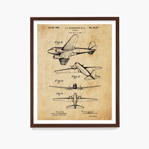 Airplane Patent Wall, Vintage Aviation Pilot Gift, World War 2 Plane, Military Plane Poster
