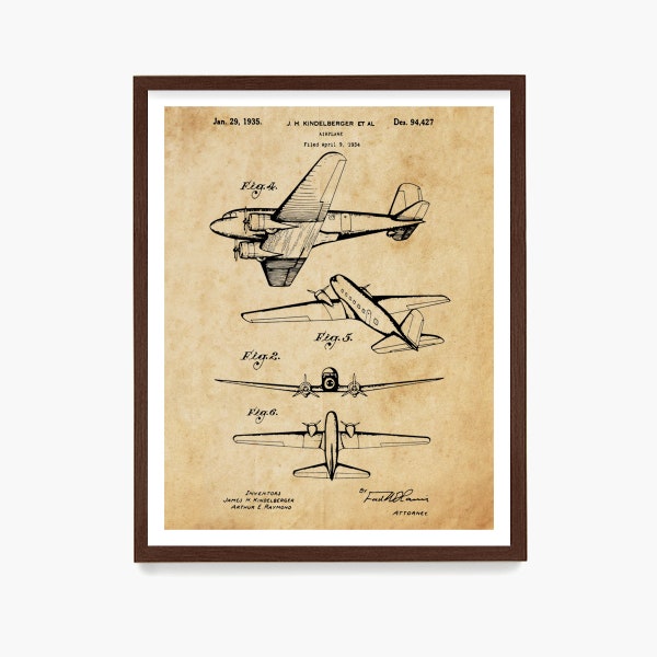 Airplane Patent Art, Airplane Wall Art, Douglas Aircraft, Aviation Gift, Pilot Gift, World War 2 Plane, Military Plane