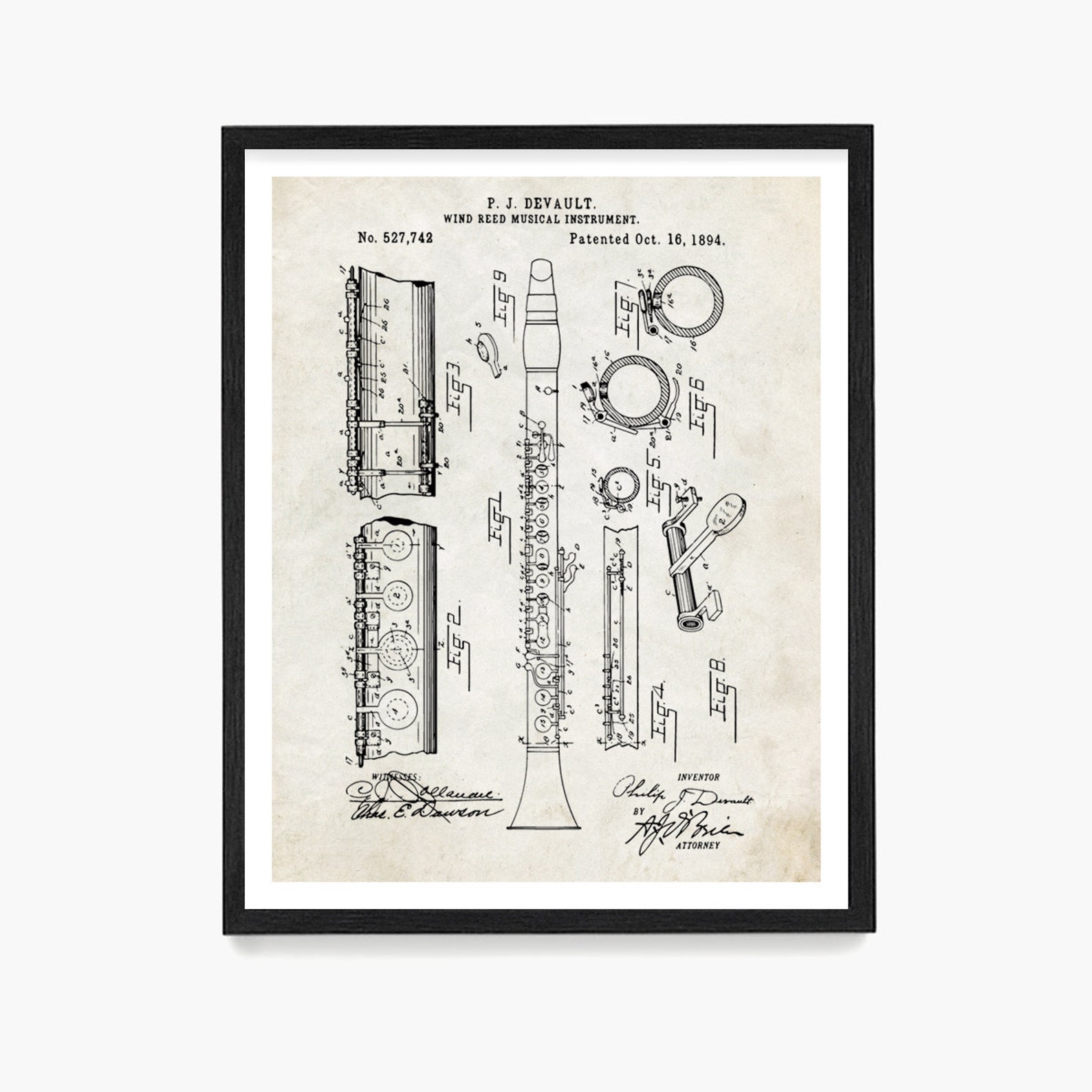 Patent Poster Wall Art Woodwind Patent Etsy