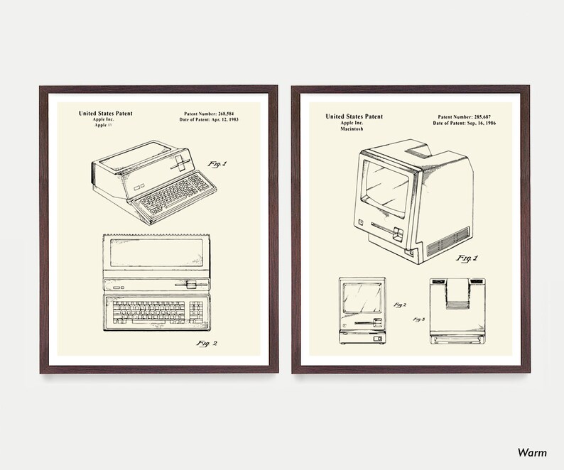 Computer Patent Artwork Vintage Computer Patent Art Prints: Retro Tech Decor, Set of 2 - Etsy