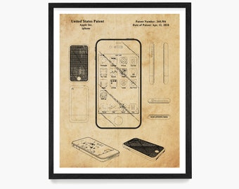 Phone Patent Poster, Phone Art, Computer Patent Wall Art, Computer Poster, Computer Engineer Gift, Coding Gift, Coder Gift, Tech Poster