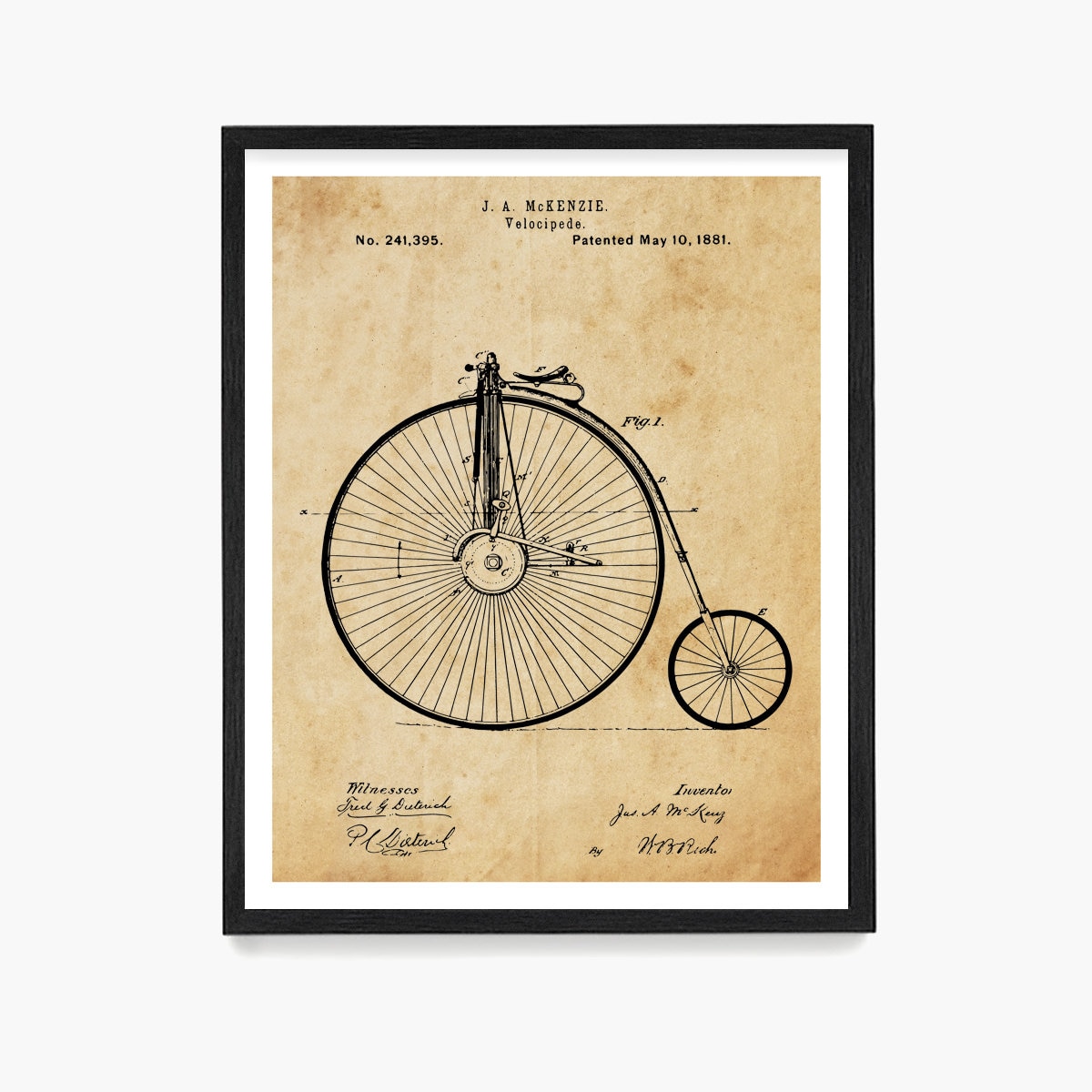 Velocipede Patent Poster, Vintage Bicycle Decor, Bicycle Poster, Antique  Bicycle, Bicycle Gift - Etsy