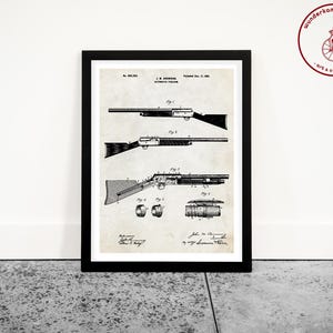 Shotgun Patent Poster, Shotgun Wall Art, Hunting Decor, Firearm Patent, Hunting Gift, Shotgun Gift