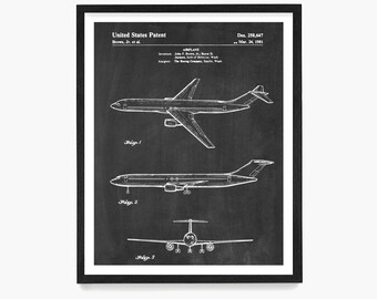 Commercial Airplane Patent Art Print: Aviation Poster, Pilot Gift
