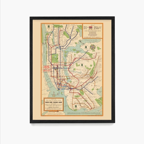 New York City Subway Map Subway Map Art Map Decor New York Etsy