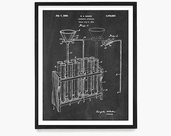 Test Tube Patent Poster, Chemistry Classroom Wall Art Decor, Scientist Gift