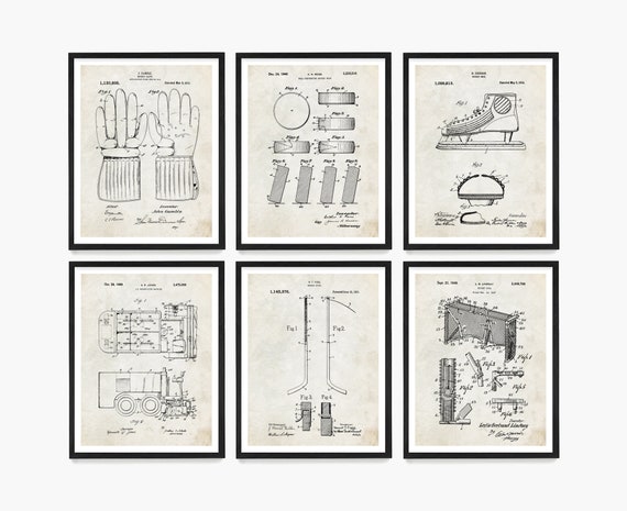 Vintage Hockey Patent Art Prints: Rink Decor, Hockey Gift