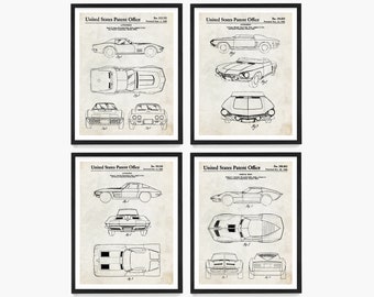 Impresión de patente de Stingray de coche deportivo, cartel de coche antiguo, arte de pared de garaje, cartel de coche muscular, regalo de coche deportivo, idea de habitación para niños