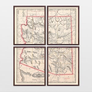 Antique Arizona Map Art Print: Vintage State Wall Decor