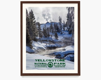 Yellowstone National Park Poster, Yellowstone Poster, National Park Wall Art, WPA Poster, Yellowstone Gift, National Park Gift