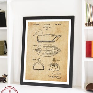 Duck Decoy Patent Art Print: Hunting Cabin Lodge Decor
