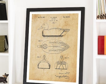 Impressão artística patenteada de chamariz de pato: decoração de cabana de caça