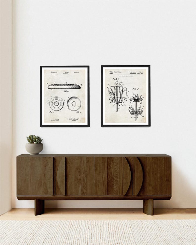 Frisbee Patent Poster, Disc Golf Wall Art, Frisbee Golf Gift, Disc Golf Basket Patent image 2